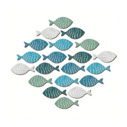 20Pcs Wooden Fish Sculpture Decorations Coastal Beach Wall