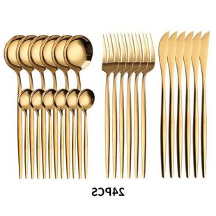 Stainless Knife Fork 24PCS Flatware Set Spoon Tablew Cutlery