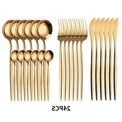 24PCS Cutlery Set Stainless Knife Fork Spoon Flatware Tablew