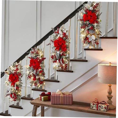 圣诞节楼梯花环装饰挂饰北欧家居场景布置Christmas stair wreath