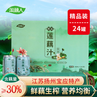 扬州宝应特产淘藕人精品莲藕汁饮料果蔬汁生榨藕汁24罐装千纤生产