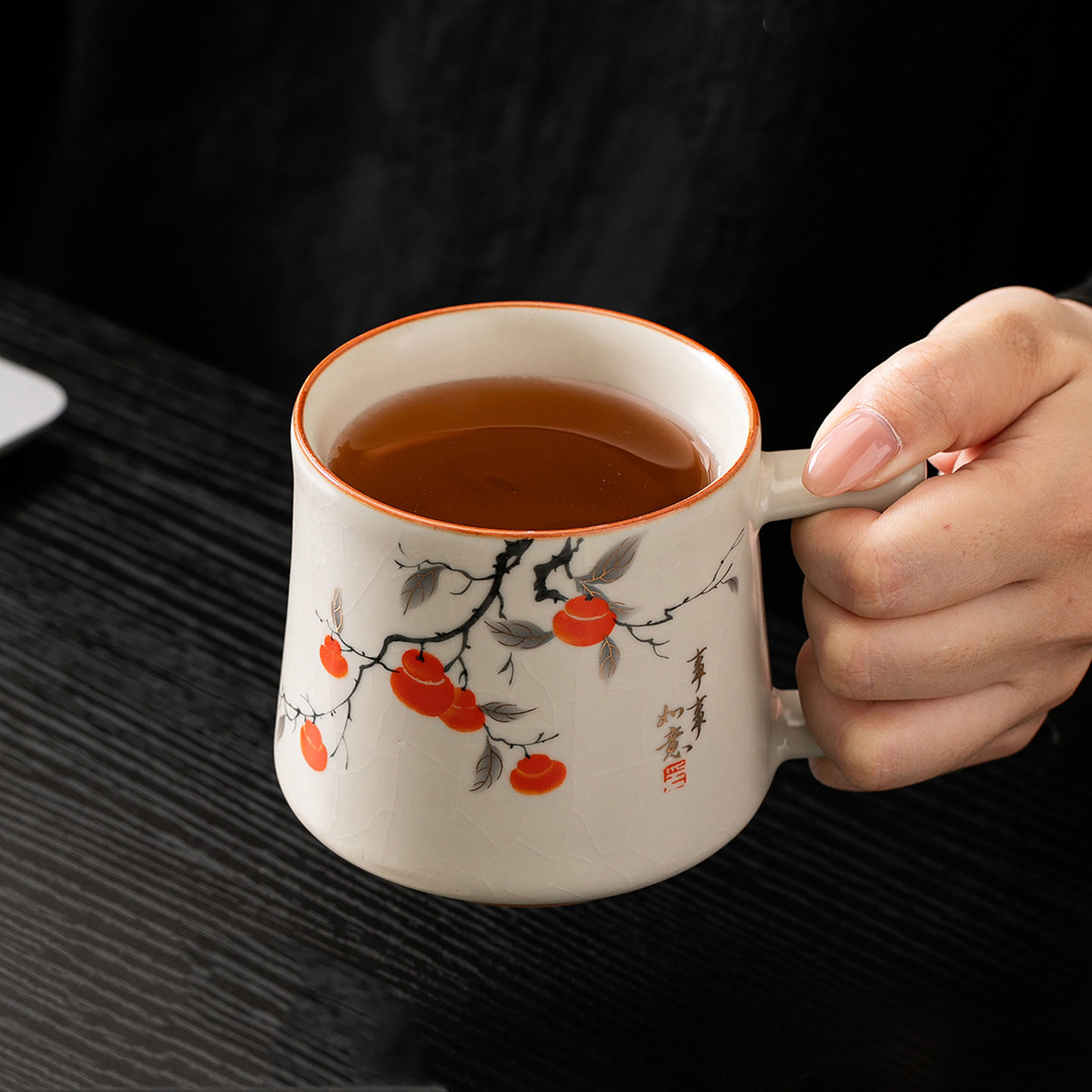 汝窑陶瓷泡茶杯家用办公室女士个人马克杯子简约一人饮喝水杯