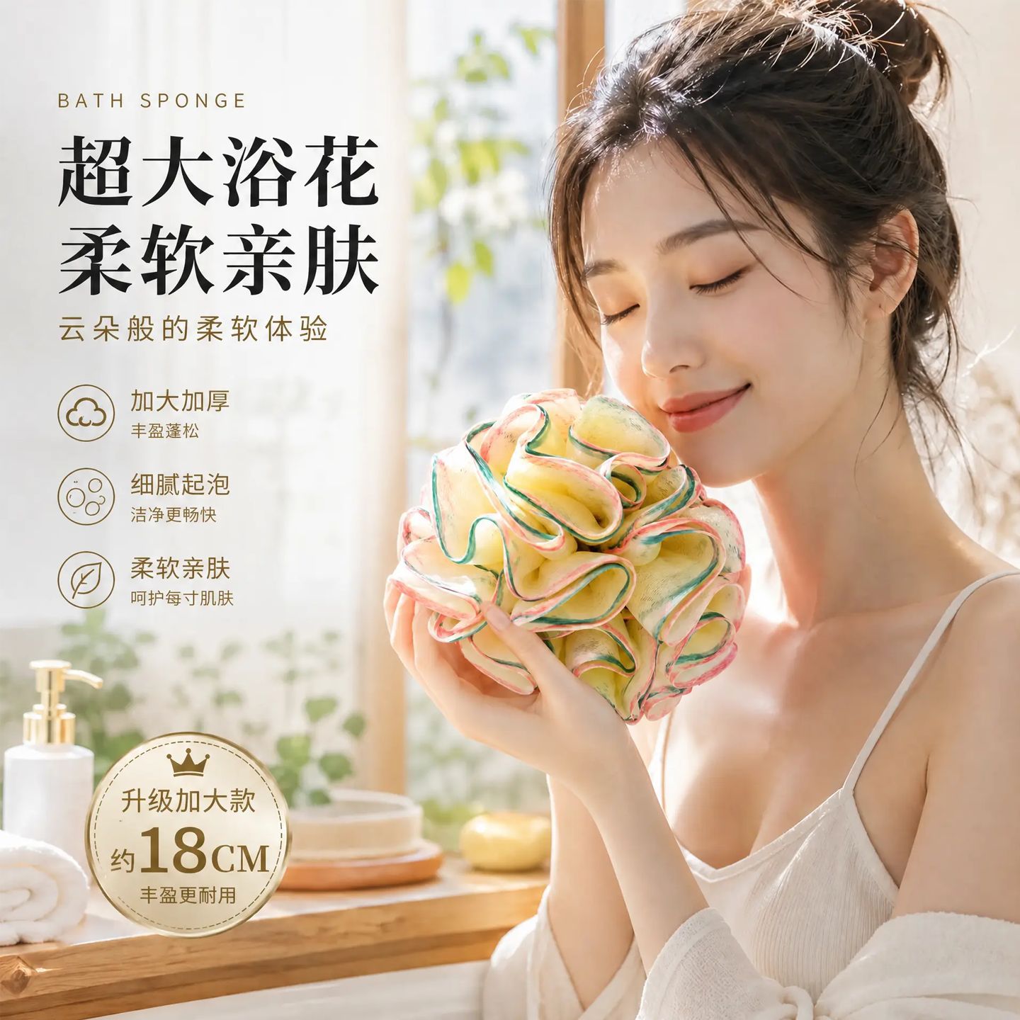 沐浴球高档不散搓澡浴球柔软浴花大号浴花球泡泡浴家用浴球花