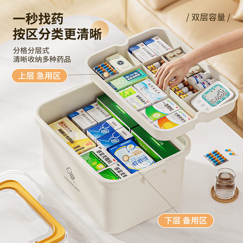 家用多层药箱药物分类收纳盒特大容量儿童药品家庭急救药品箱