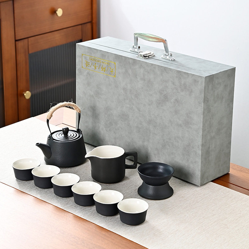 提梁壶十件套茶具套装整套定制logo伴手礼高档上档次功夫德化厂家