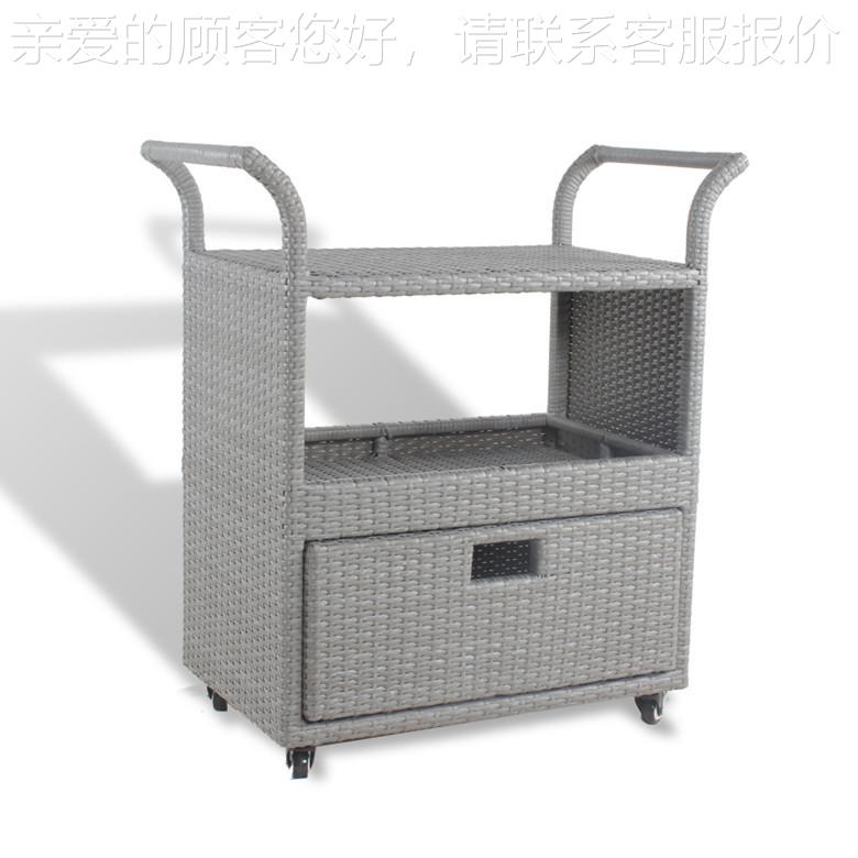 户CF2800H外家酒店餐架厅别墅园铝花框藤制餐车具防水防晒餐车手