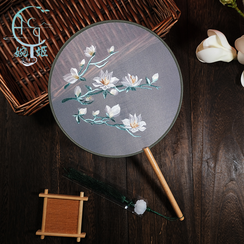 苏绣双面绣古风圆扇刺绣团扇牡丹孔雀汉服旗袍摄影拍照舞蹈扇子