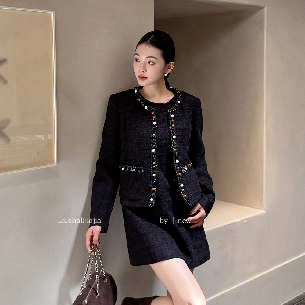 LS述致纯色中古法式小香