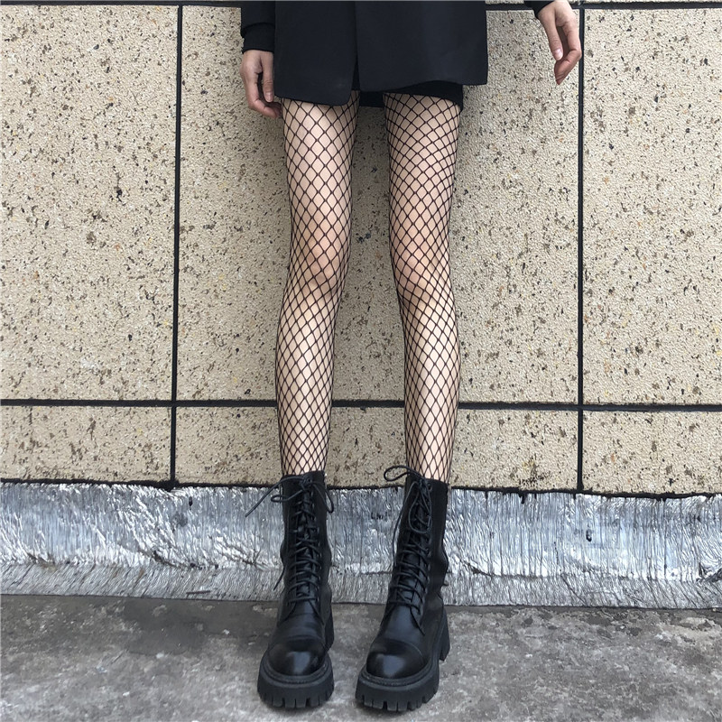 渔网袜JK黑丝袜女夏季薄款性感黑色裤袜镂空趣辣妹纯欲白丝