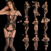 大尺码 性感渔网袜女200斤镂空连身调开档网衣2023年网红爆款 黑丝