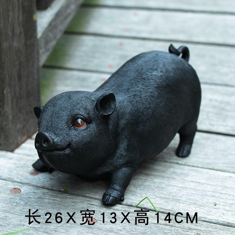 装饰居场花雕塑农猪小黑猪真动物大白园摆件家摆件树脂客厅模型