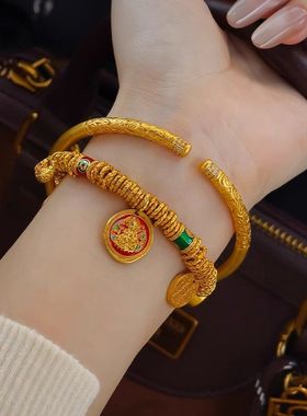 复古新中式设计感手镯开口锆石