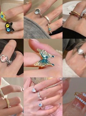 几何风手饰卡通食指ins女珍珠戒