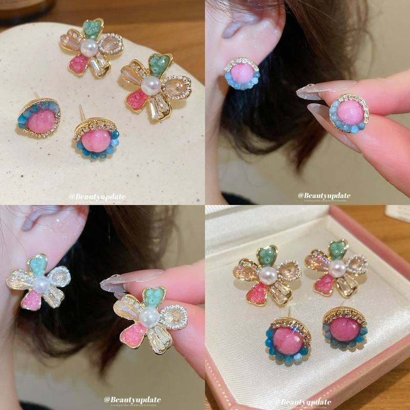 水晶韩系优雅银针轻奢设计感耳饰小众甜美镶钻耳钉花朵高级感耳环,饰品/流行首饰/时尚饰品新,耳钉,淘宝优惠券,粉丝福利购,淘宝优惠卷