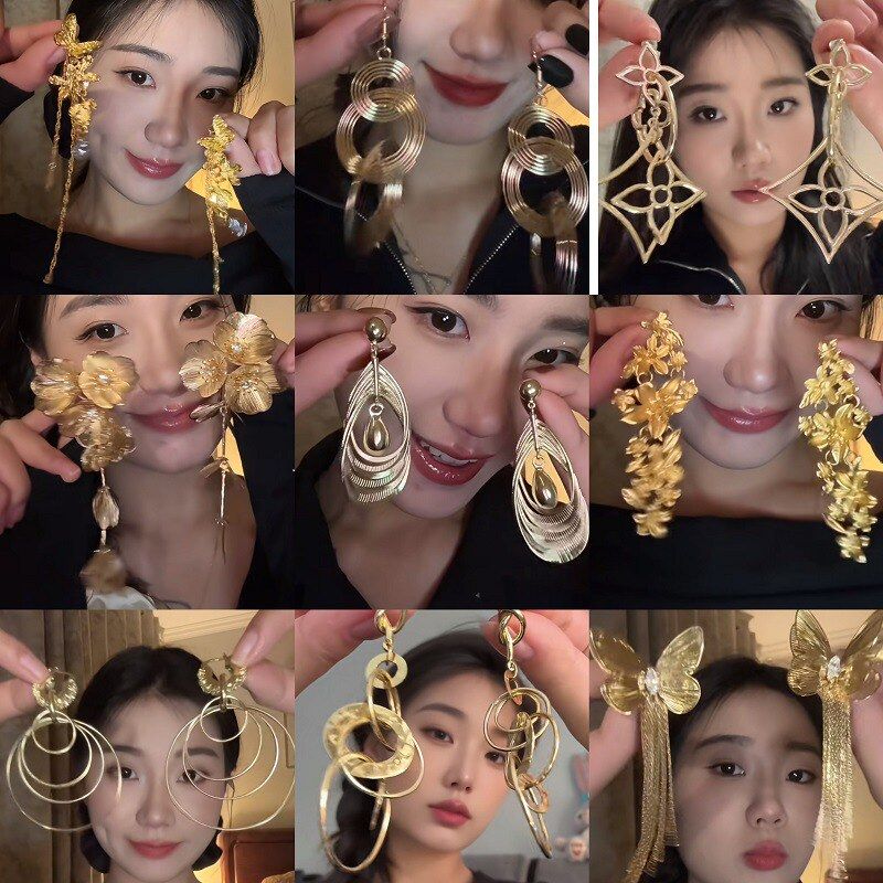 耳钉吊坠法式轻奢耳环银针几何