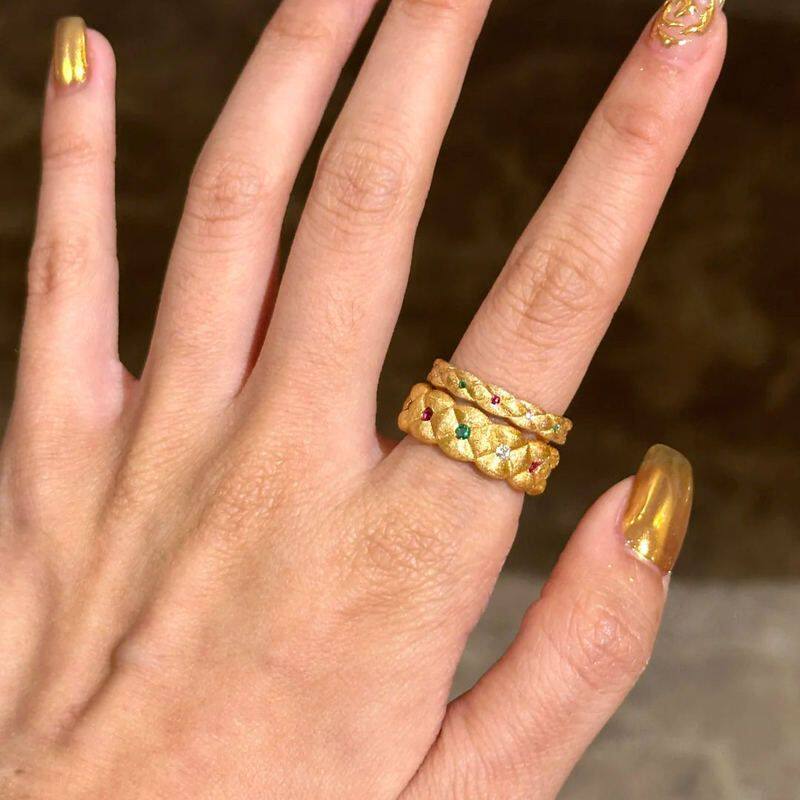 戒指轻奢风Young法式老钱-项链吊坠拉丝菱格复古彩宝时髦耳钉麻花