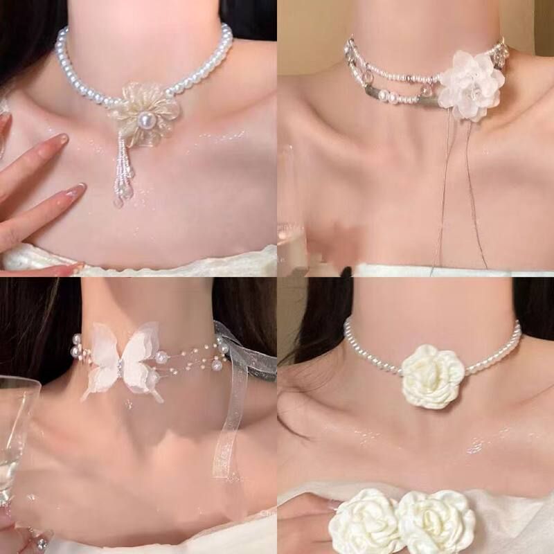 花朵潮流高级感珍珠颈链个性百搭