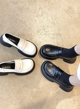 极速华姐严选小皮鞋女秋新款圆头粗跟单鞋K百搭厚底懒人舒适乐福