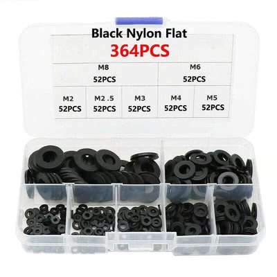 极速364pcs Black Rubber Waer Nylon Flat Rubber WTaers Ring P