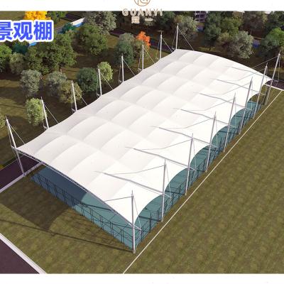 极速停车棚膜结构汽车棚户u外张拉膜社区钢架结构遮阳棚雨棚景观