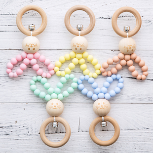 极速Wooden Baby Teethers Bunny Beech Wood MRattles Teething