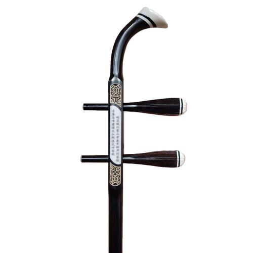 新品黑檀弯头二胡l杆红花梨红檀紫檀越胡琴杆骨雕银丝浮雕胡琴配