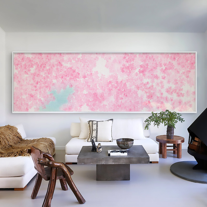 新品新中式粉红色装饰画现代客厅沙发背景M墙过道走廊大尺寸儿童
