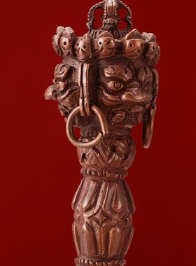 极速藏式金刚三面红色普巴u金刚杵黄降魔纯铜手工橛复古民族风家