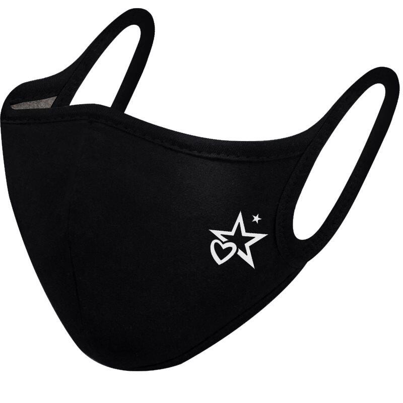 新品口罩男女纯棉布可洗秋冬季防尘D防寒保暖可爱印花个性潮款黑