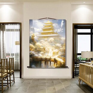 新品仙家挂画南天k门仙境亭台楼阁佛道仙堂口风景画无动物风水画