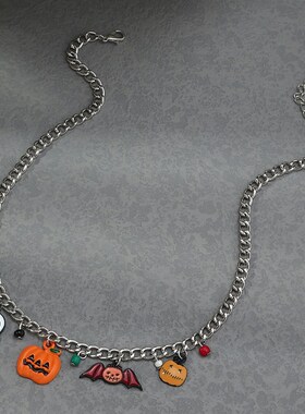 极速Hallogween Pumpkin Imp Bat Necklace