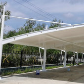 极速户外膜结构七字m型停车棚社区充电桩自行车棚体育膜结构看台