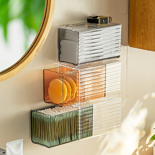 极速棉签盒卫生间化n妆棉卸妆洗脸巾收纳壁挂式置物架发夹皮筋口