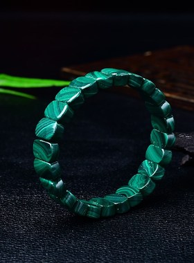 新品天然孔雀石手排首q饰水晶原石千层纹时尚饰品手串手链节日礼