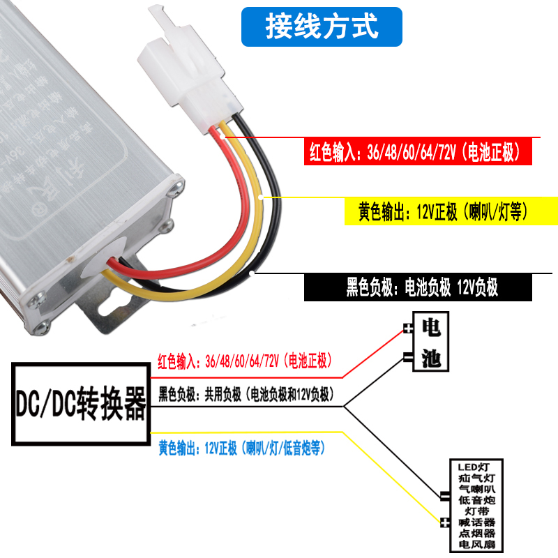 极速电动电瓶车转换器48伏72Vv96V48V转12V10a2直流DC电压转换器