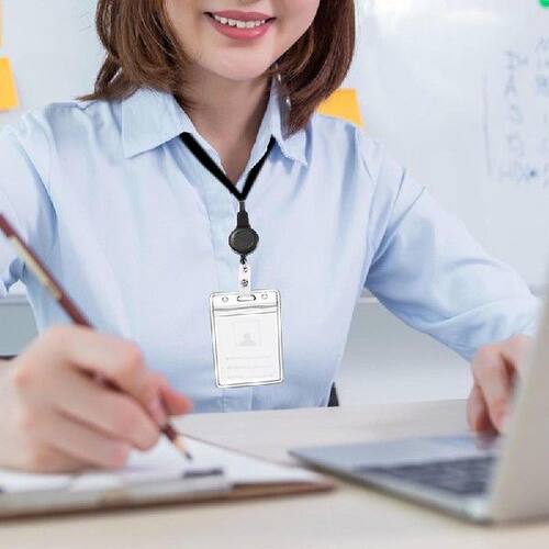 极速Verticalh ID Badge Holder Clear Name Tag Holder Office