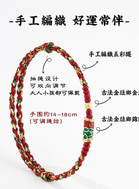 新品新品推荐20j24五彩绳好运锦鲤手链女手工编织中考高考上岸手