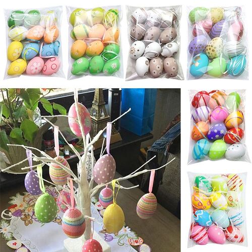 新品12pcs Plastic Easter Eggs Happy Easter DecorationsZ Pain