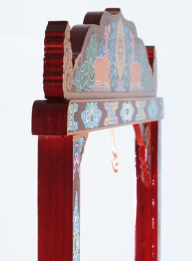 极速藏式a法鼓架立鼓实木红色双鹿宝轮印花彩绘法鼓架内径55cm鼓