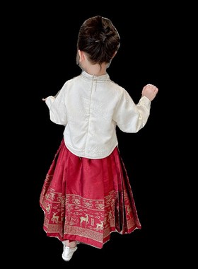 极速新中式汉服女童马面裙春秋季套装2F023新款儿童古装中国风宝