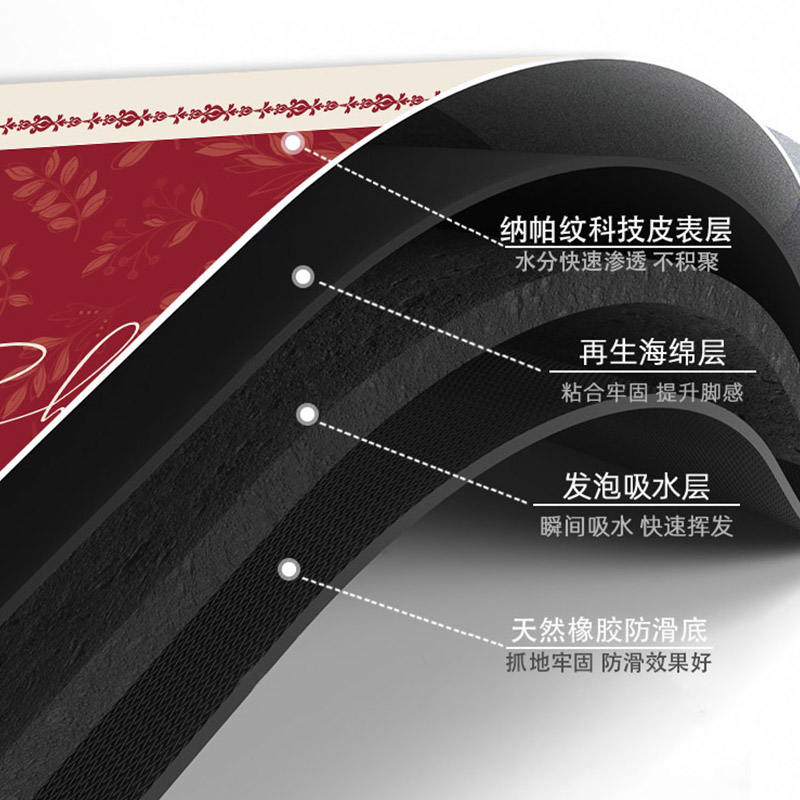 极速耶诞节入户门地垫可擦免洗吸水防滑大门门口踩脚W垫玄关进门