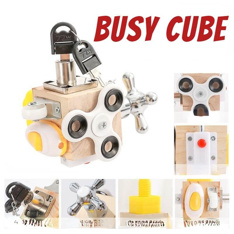 Kids Busy Cube Wooden Busy Block Montessori Educational Toys