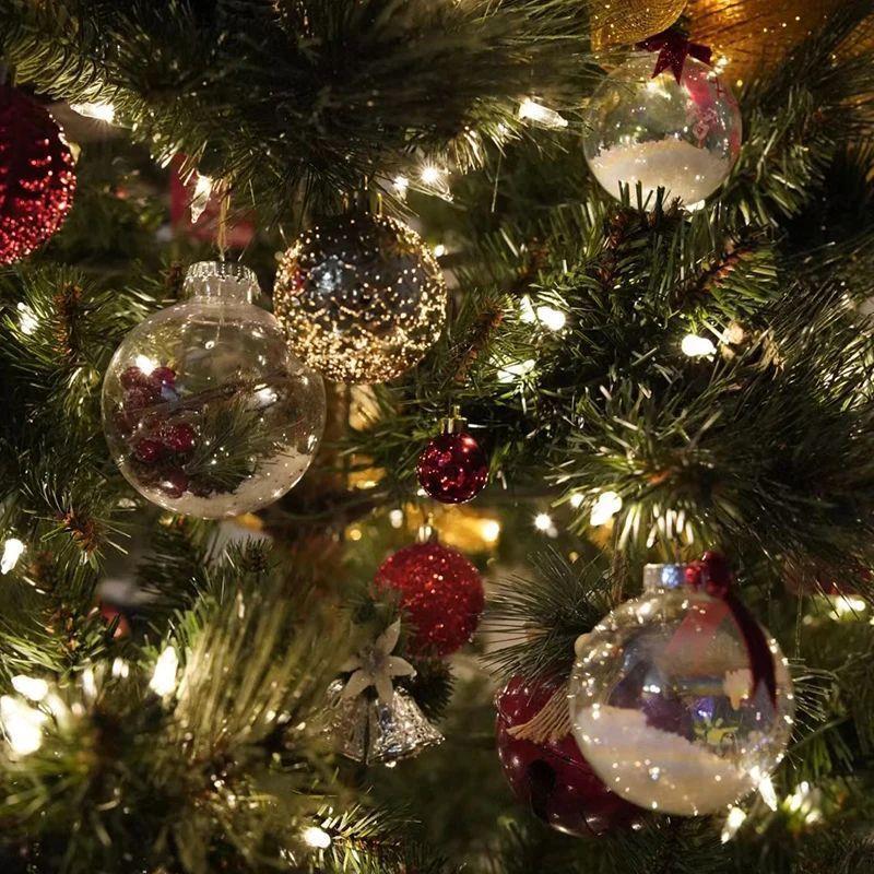 6Pc Clear Plastic Christmas Ball Fillable Ornament Xmas Tree
