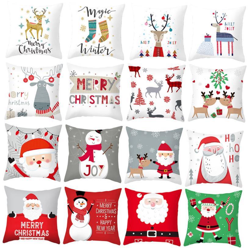 Santa Claus Reindeer Cushion Cover Merry Christmas