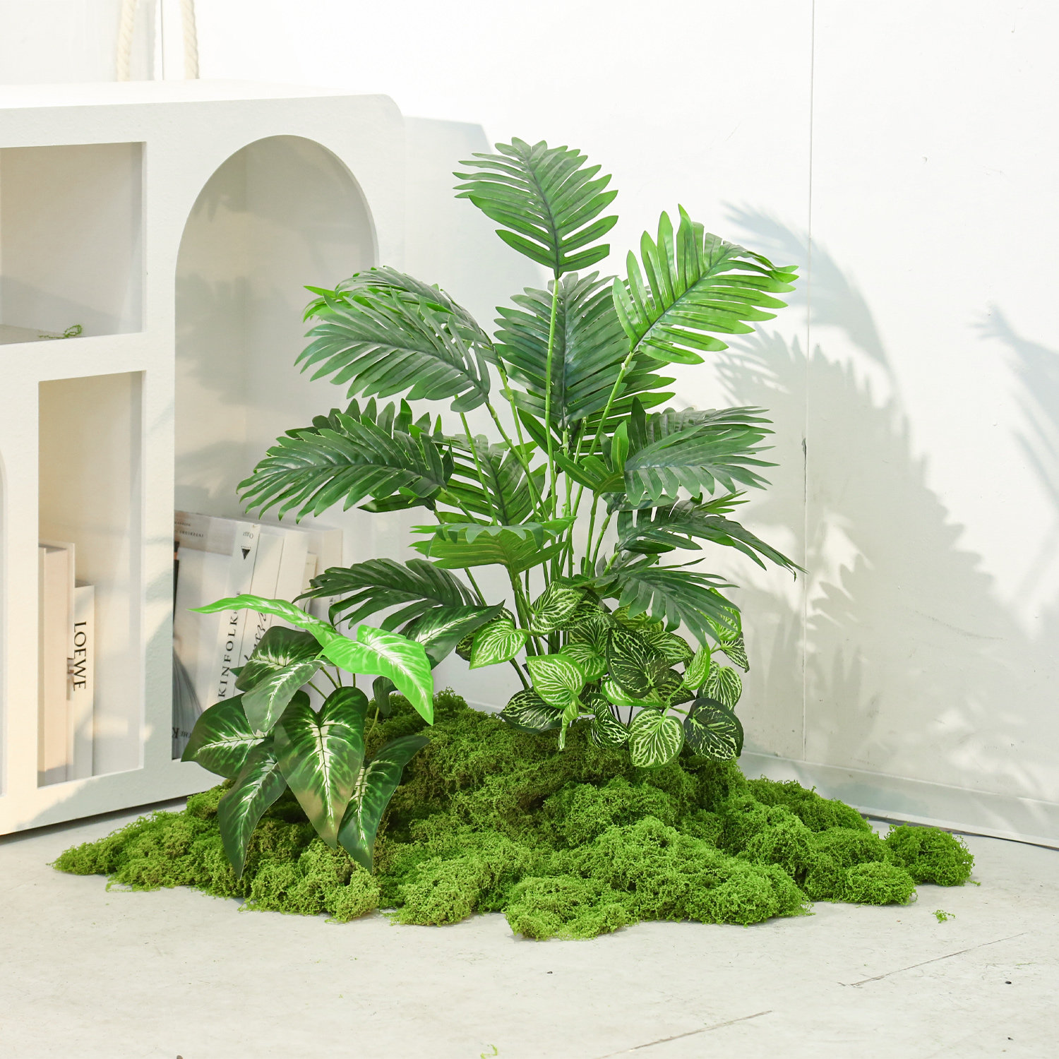 仿真绿植造景春季氛围假苔藓植物装饰景观仿生室内楼梯下草坪布置
