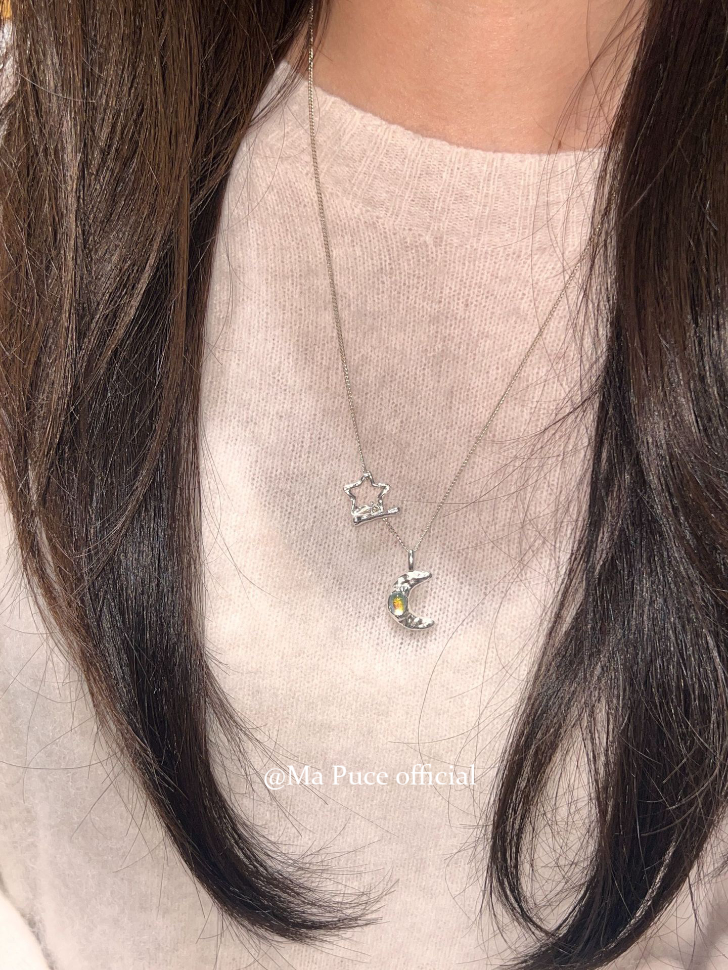 mapuce 星星月亮 可调节长短s925银长款秋冬项链