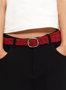 oinimi 趣味彩点羊毛毛织红皮带 造型百搭腰带