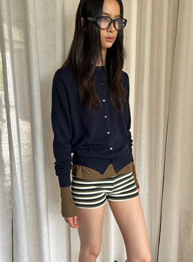 oinimi 温感德绒叠穿打底裤 茶绿色条纹内搭外穿防走光安全短裤