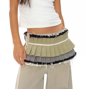 造型利器 褶皱蕾丝腰封屁帘 正反2用 毛边牛仔风琴裙片 oinimi