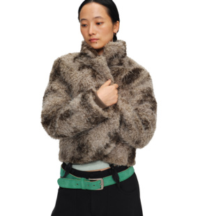 oinimi 开襟夹棉保暖短上衣棉服 浪游者卷毛皮草短外套